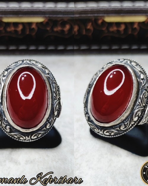 Osmanlı Kehribar Gümüş Yüzük