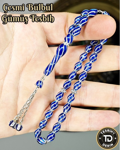 Mine İşlemeli Gümüş Tesbih
