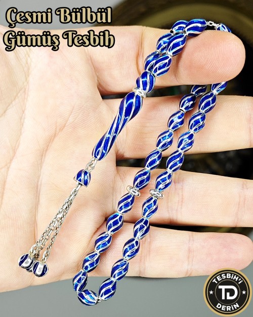 Mine İşlemeli Gümüş Tesbih